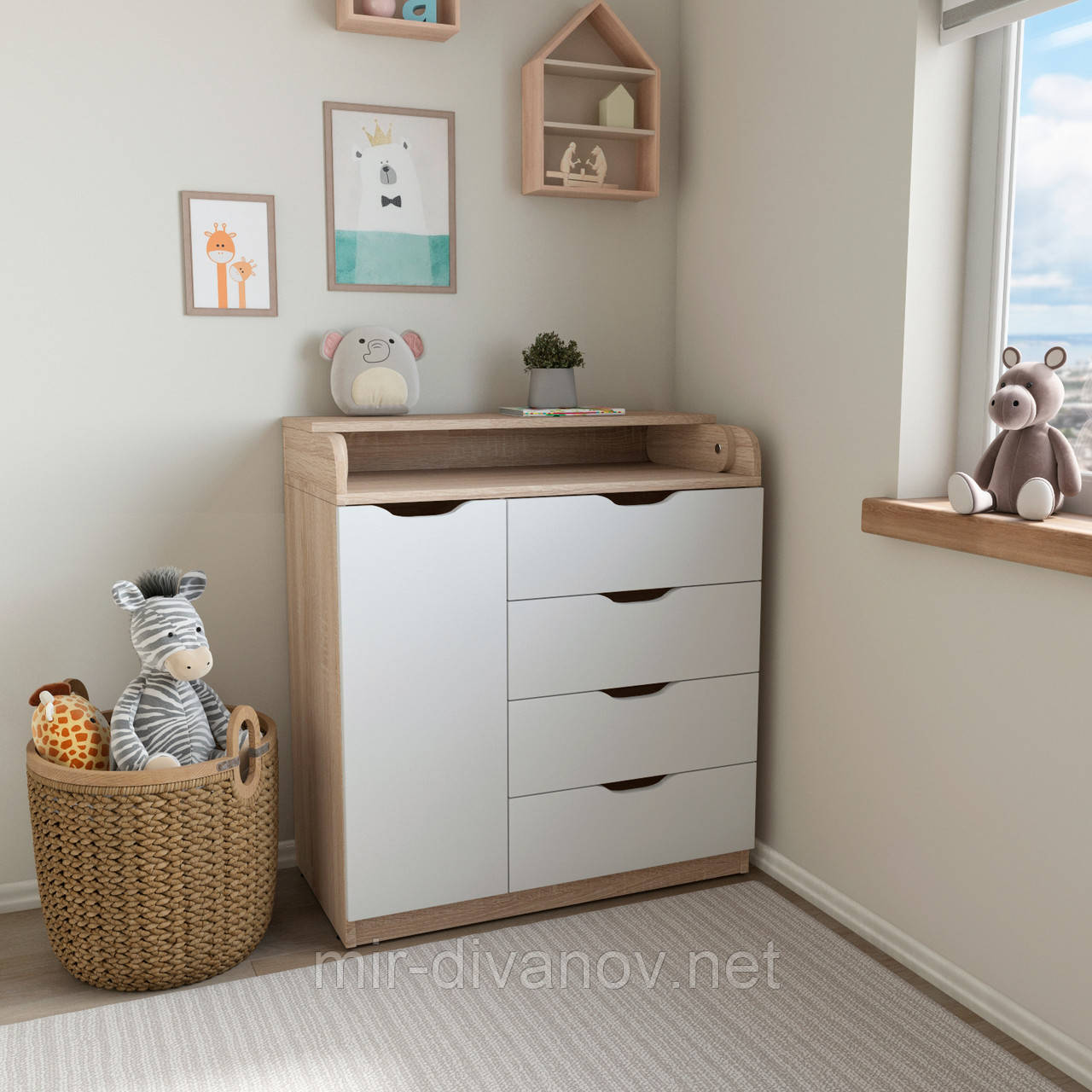 Комод сповівальний  4+1 софт дуб сонома + німфея, фото 1