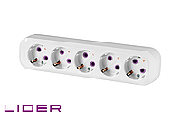 Розетка переносна PROXIMA ТМ "LIDER" LRP16-530 5-місна із заземлювальним контактом