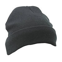 Вязаная шапка с отворотом черная 7551-36