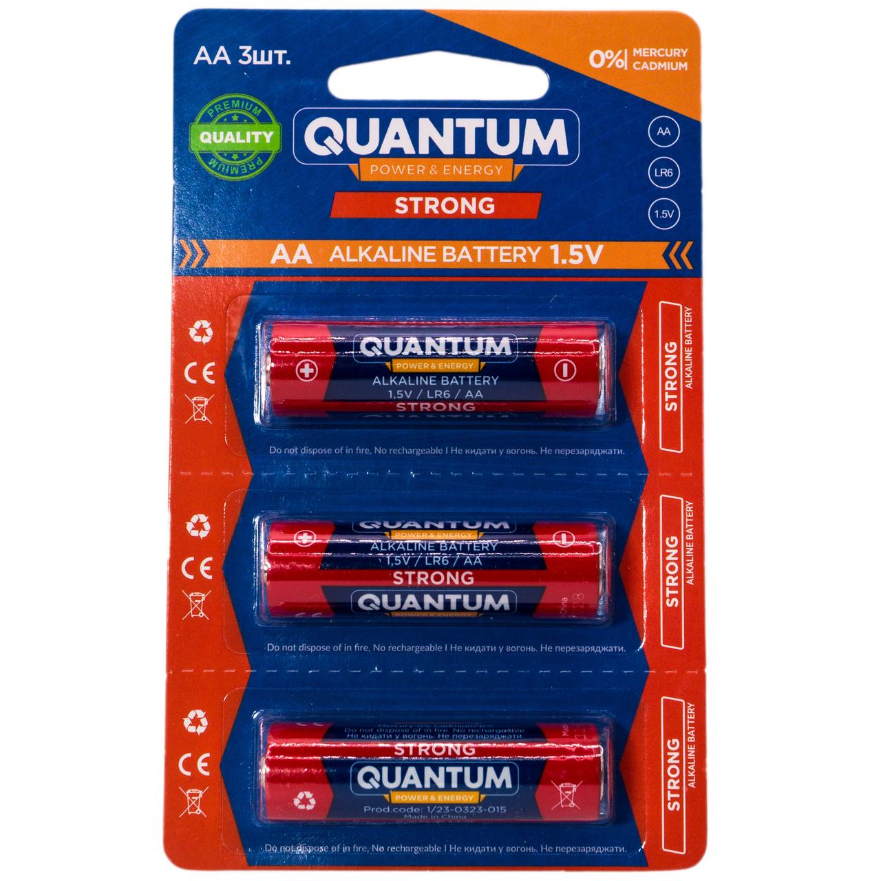 Лужна батарейка Quantum Strong LR6/AA 3шт/уп blister