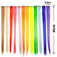 Пасма волосся однотонні 50см на заколці ( за 1шт) арт 15716