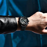 Кварцовий водонепроникний (100м) годинник з хронографом Pagani Design PD-1779 Black-Blue, фото 4