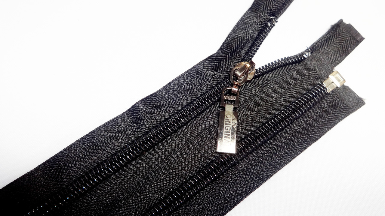 Блискавка спіральна №7 роз'ємна 100 см 1 бігунок  нікель  чорна, фото 1