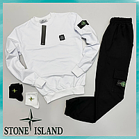 Спортивный костюм мужской весна-осень белый Спортивные костюмы Stone Island с бирками Мужской костюм S