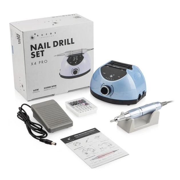 ФРЕЗЕР ДЛЯ МАНИКЮРА BUCOS NAIL DRILL X4 PRO BLUE OCEAN 65 ВАТТ, 35 000 ОБ./ХВ