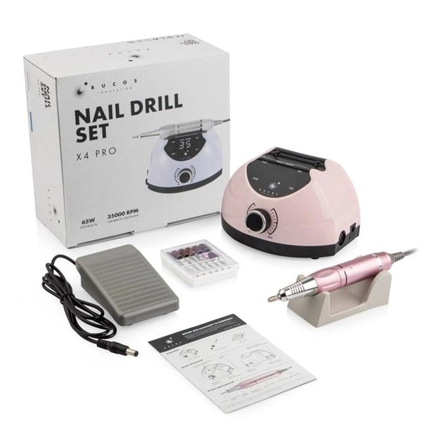 ФРЕЗЕР ДЛЯ МАНИКЮРА BUCOS NAIL DRILL X4 PRO SMOOTH PINK 65 ВАТТ, 35 000 ОБ./ХВ