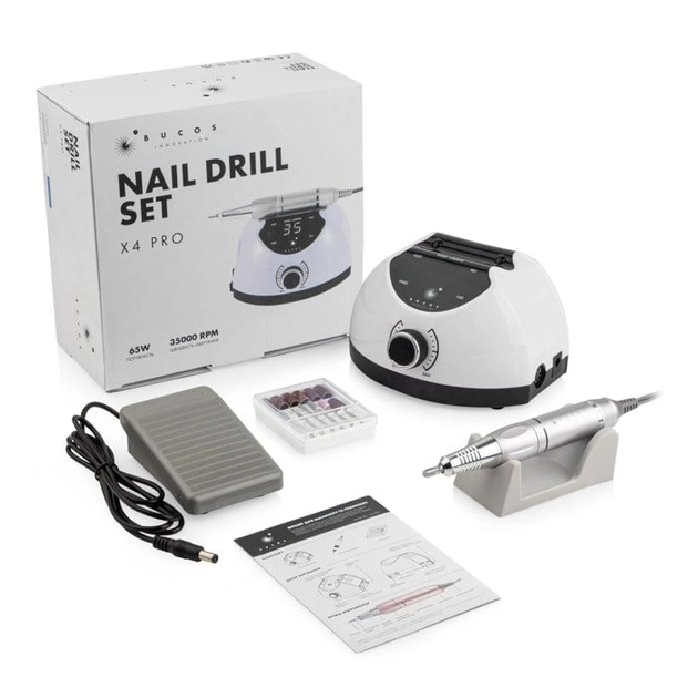 ФРЕЗЕР ДЛЯ МАНИКЮРА BUCOS NAIL DRILL X4 PRO WHITE PEARL 65 ВАТТ, 35 000 ОБ./ХВ