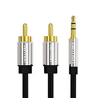 Кабель Vention 3.5mm Male to 2RCA Male Audio Cable 1M Black Metal Type (BCFBF) inc mob ile