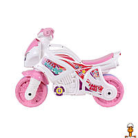 Каталка-беговел "мотоцикл", бело-розоввый, детская игрушка, от 2 лет, Технок 5798TXK
