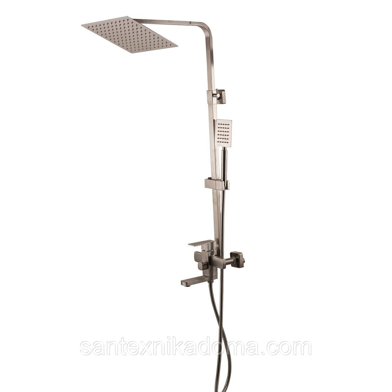 Душова система Globus Lux SICILIA VAN-SBQ-SH-02-304 лійка тропік 25*25см змішувач з виливом нержавіюча сталь