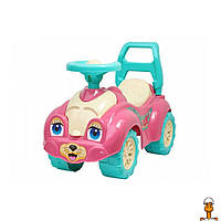 Машинка-каталка толокар для прогулок, розовая, детская игрушка, от 1 года, Технок 0823TXK