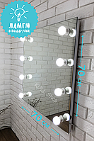 Большое косметическое квадратное подвесное безрамное зеркало с лампочками в комплекте для барбера, стилист ХИТ