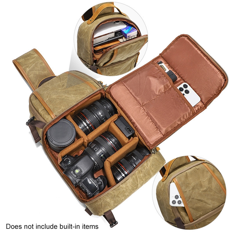 Холщовый фоторюкзак, рюкзак для фотоаппаратов Soudelor (тип "TBD0604246901A") - хаки - фото 3 - id-p2126419866