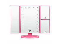 Зеркало Superstar Magnifying Mirror для макияжа с LED-подсветкой Розовый, Топовый