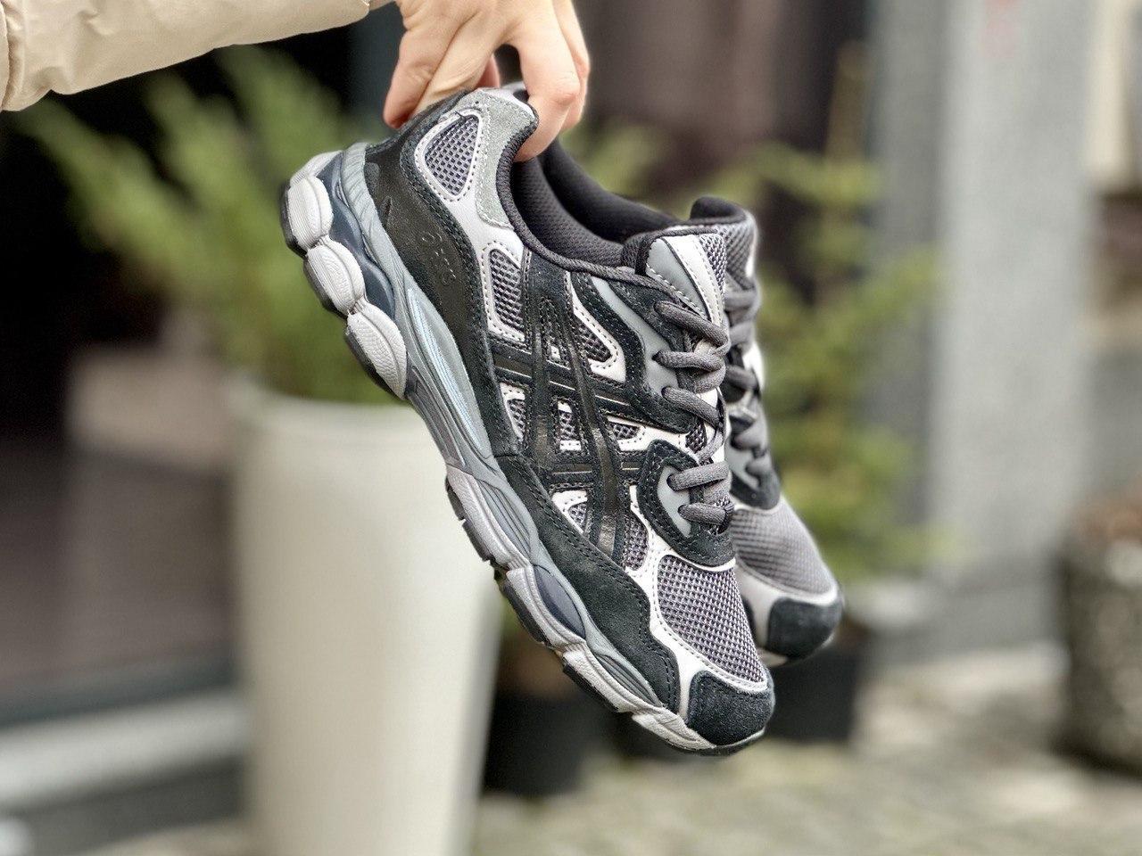 Чоловічі кросівки Asics Gel NYC Graphite Grey Black (Ciрі) Взуття Асікс Гель Нук сітка замшеві вставки демісезон