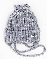 Демісезонна шапочка на зав'язочках для новонародженого розмір 38-40 осіння весняна дитяча шапка