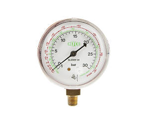 Манометр Refco M2-500-M для R-22 / R134a, 0-30 бар, красный.