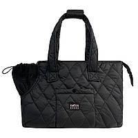 Сумка переноска для собак сумка стьобана  з кишенею і подушкою водовідштовхувальна плащівка чорна