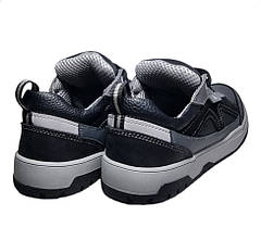 Кросівки з натуральних матеріалів для підлітків хлопчиків Чорно-сірі розмір 32 33 34 36 37 38 39 40 41, фото 2
