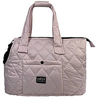 Сумка переноска для собак сумка стьобана  з кишенею і подушкою водовідштовхувальна плащівка рожева