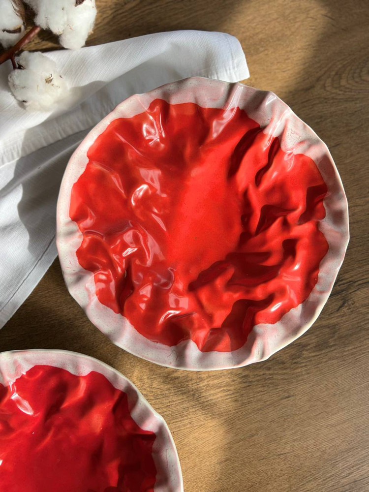 Тарілка глибока «Скеля» 25 см, «Червоне Капучино»