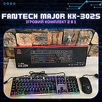 Топовый набор для геймера Fantech Major KX-302s 2-в-1: прорезиненная мышь и металлическая клавиатура LED ХИТ