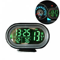Часы термометр вольтметр автомобильные VST-7009V, авточасы, Топовый