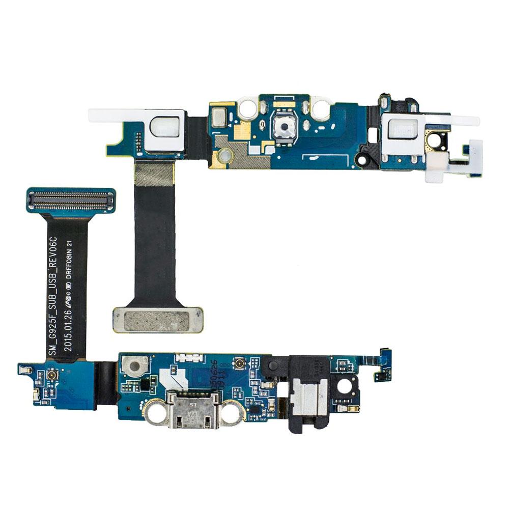 Шлейф для Samsung G925 Galaxy S6 Edge з роз’ємом зарядки та компонентами (Original)