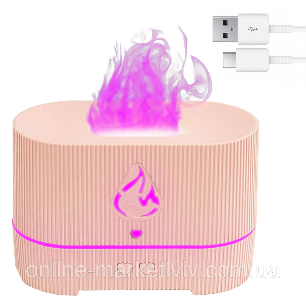 Зволожувач повітря з ефектом полум'я, від USB, Aroma Diffuser UV-2 / Ультразвуковий зволожувач з підсвічуванням