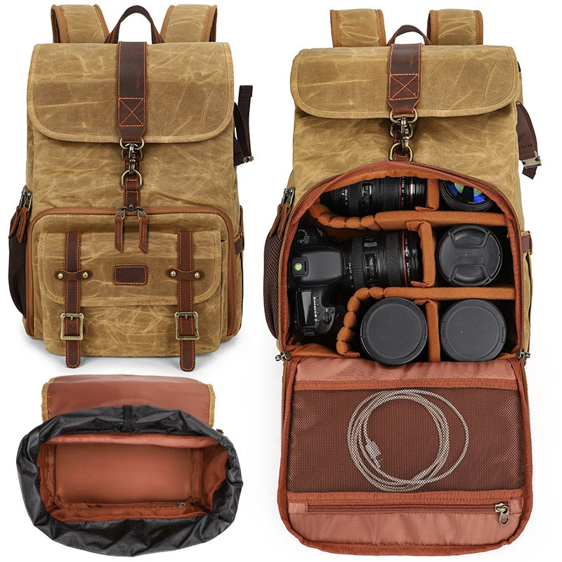 Холщовый фоторюкзак, рюкзак для фотоаппаратов Soudelor (тип "TBD0604233301A") - песочный - фото 2 - id-p2126456947