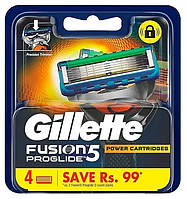 Gillette Fusion5 Proglide Power 4шт. Оригинал (фьюжн проглайд павер) лезвия для бритья кассеты жилет повер