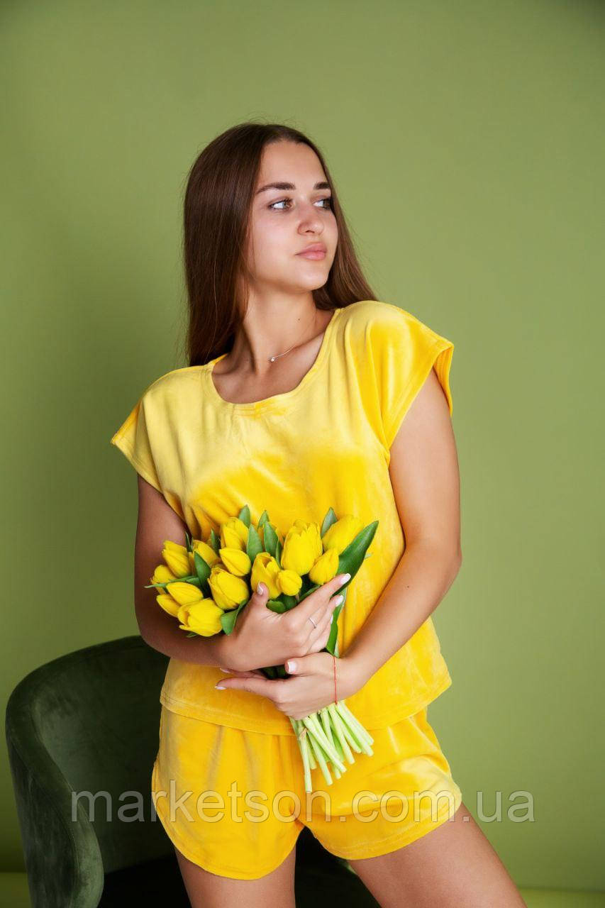 Велюрова піжама футболка і шорти р.S,M,L,XL