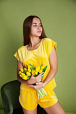 Велюрова піжама футболка і шорти р.S,M,L,XL, фото 5