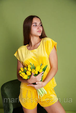 Велюрова піжама футболка і шорти р.S,M,L,XL, фото 1