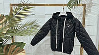 Демісезонна куртка стьобана під гумку підліткова пряма для хлопчика 9-14 років, чорний колір