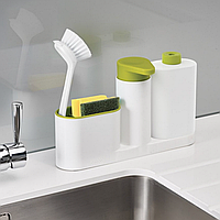 Удобный органайзер с дозатором для мыла для ванной и кухни Sink Base Plus 3 в 1 для раковины ТОП!