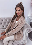 Жіноча стильна куртка-піджак з альпаки Косуха мокко, фото 6