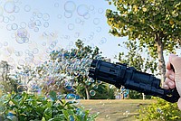 Детский автоматический пулемет для создания мыльных пузырей Bubble Gun Blaster Черный