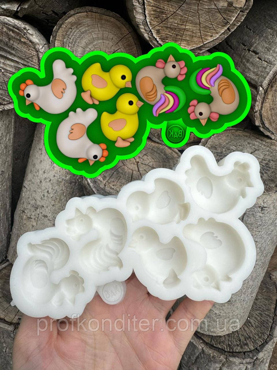 Ексклюзив. Силіконовий молд для шоколаду, мастіки, карамелі та ін "КУРОЧКИ, ЦИПЛЯТА", фото 1