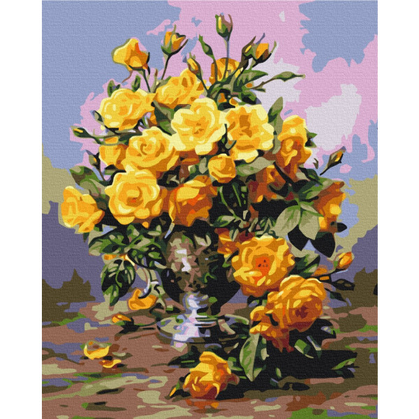 Картина за номерами 40×50. Букет жовтих троянд. Brushme 1981