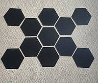 Черные пластиковые шестиугольники наклейки 12,6 х 11 х 6,3см 12шт набор Б239