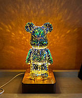 3D ночник Мишка Фейерверк стеклянный RGB светильник лампа Медведь Bearbrick 8 цветов,AS