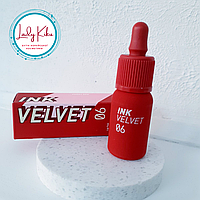 Матовий зволожуючий тінт-помада  Peripera Ink The Velvet (AD)  Color 06 Purdy Red, 4g