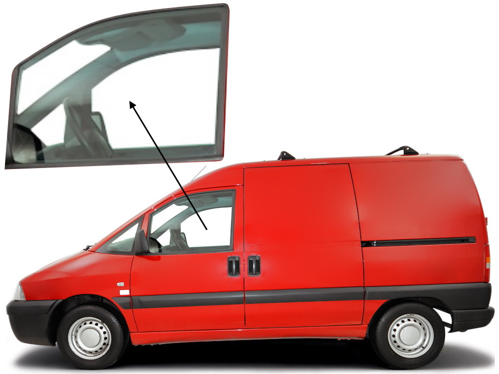 Бічне скло Citroen Jumpy 1995-2007 передніх дверей ліве