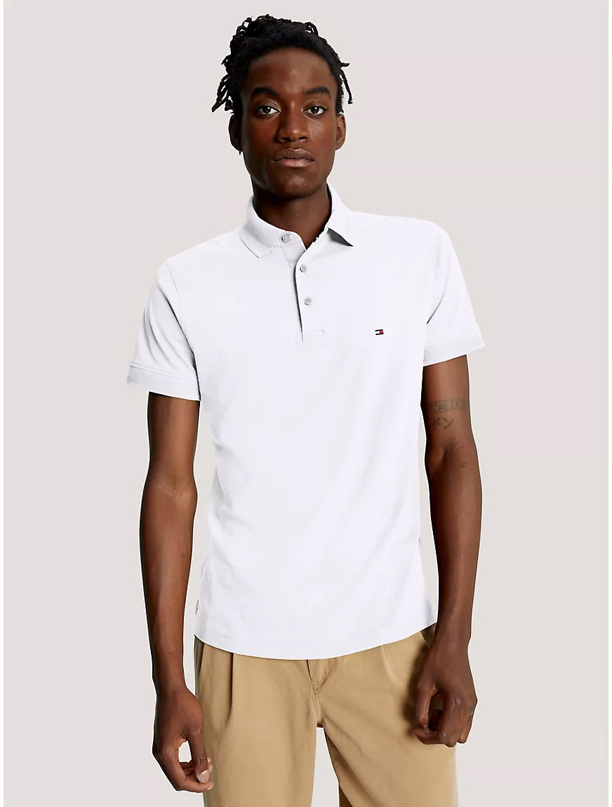 Чоловіча футболка TOMMY HILFIGER SLIM FIT ESSENTIAL COTTON JERSEY POLO ,біла (розмір L) ОРИГІНАЛ