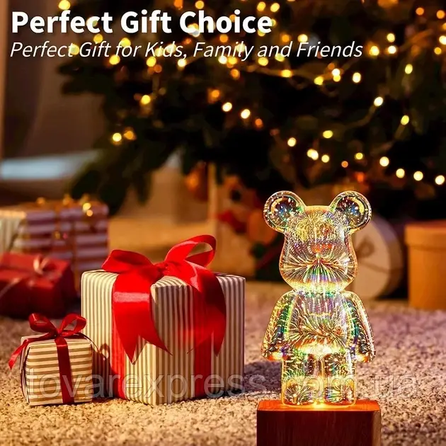 3D ночник светильник Мишка Фейерверк, ночник Bearbrick, 3D светильник,TE - фото 5 - id-p2126500180