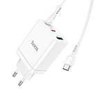 Адаптер мережевий HOCO Type-C to Type-C Cable Start three-port charger N33 |1USB/2Type-C, PD/QC, 35W/3A| білий, фото 4