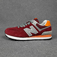 Жіночі кросівки New Balance 574 бордові сіра N замша|Кросівки повсякденні чоловічі весна осінь