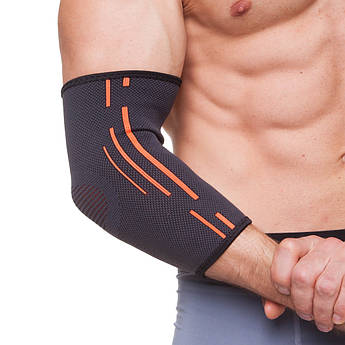 Налокітник еластичний сіро-жовтогарячий ST-1014-GOR 1 шт., Сірий, Розмір (EU) — M