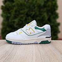 Демисезонные мужские кроссовки New Balance 550 Білі з зеленим з жовтим 42|Качественные кроссовки на